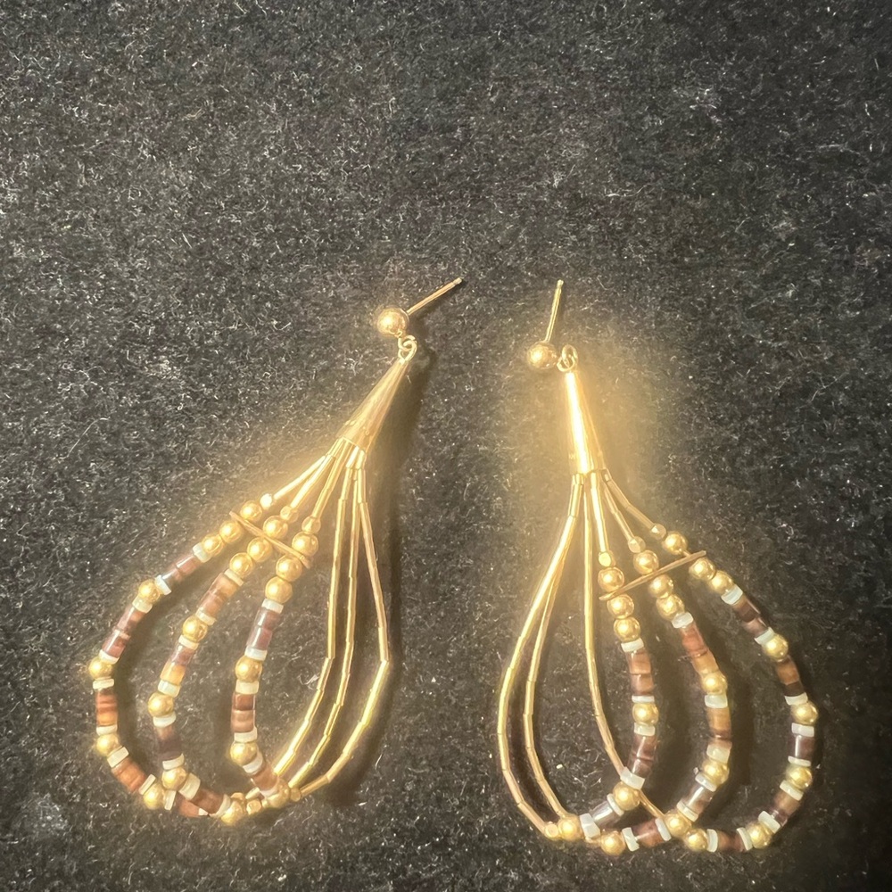 Vintage 14K Gold filled Heishi Beaded Earrings